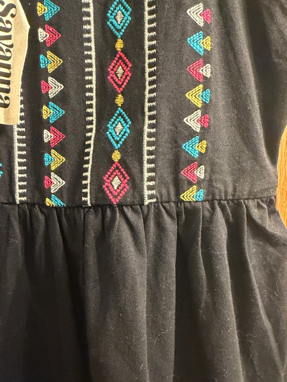 Savanna Jane Black Sleeveless Peplum Top with Teal & Magenta Embroidery - Picture 3 of 4